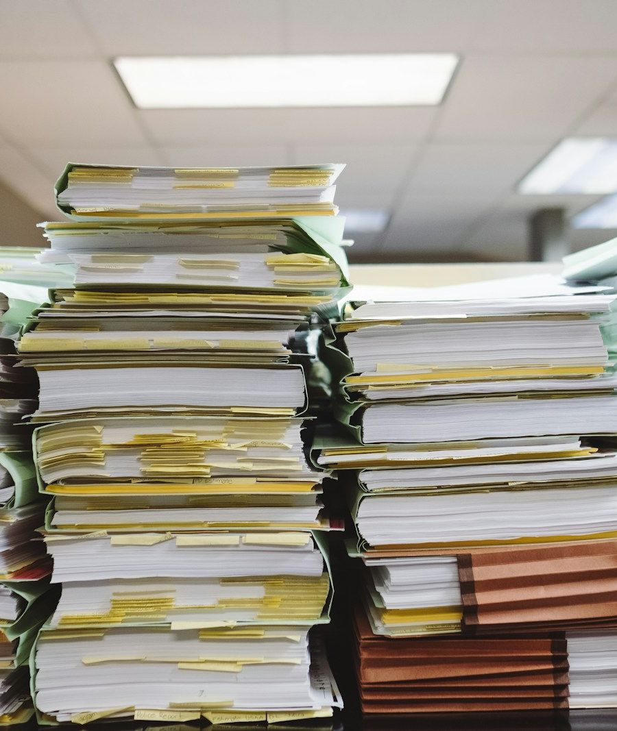 stack of books on table